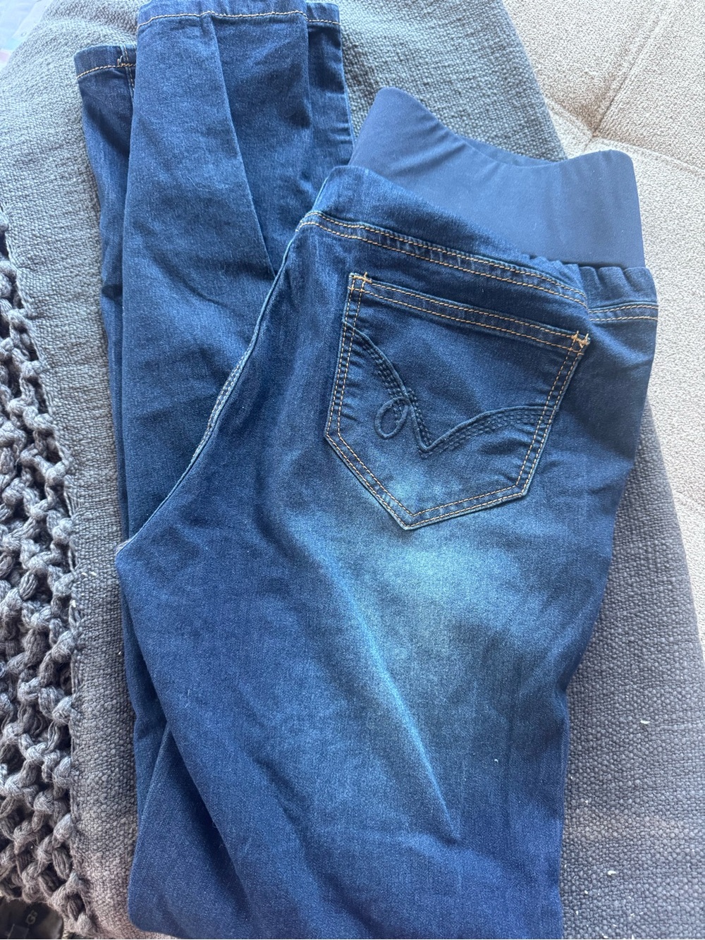 Oh! Mamma Dark Blue Pull-On Jeggings with Stretch Waistband